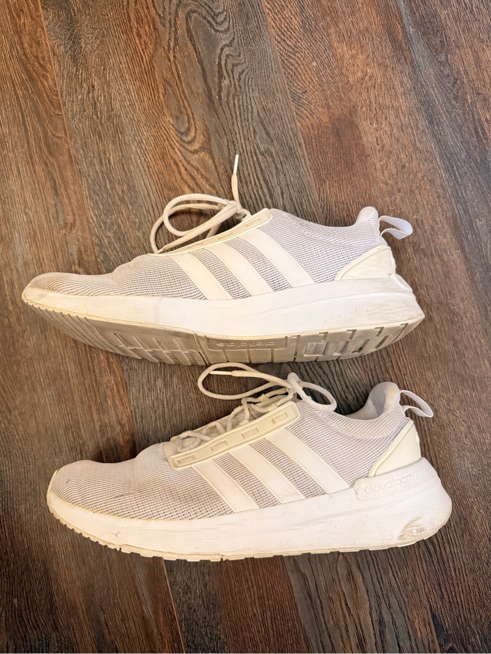 adidas Men’s White Cloudfoam Knit Lace-Up Sneakers